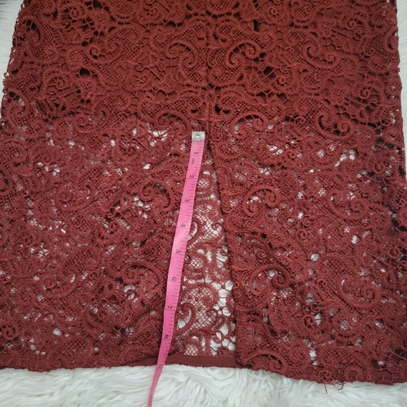 Zara Lace Eyelet Rust Midi Pencil Skirt size small - Picture 7 of 13